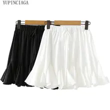 New Summer Women Skirts High Waisted Solid Skirts Harajuku Kawaii Japan Style Cute Chiffon Strap Mini Skirt Girl Ball Gown