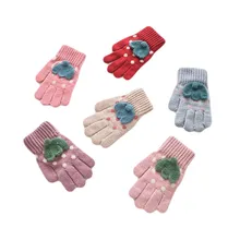 Новые зимние/осенние детские вязаные перчатки для детей от 5 до 8 лет теплые мягкие вязаные перчатки для маленьких девочек, модные перчатки высокого качества