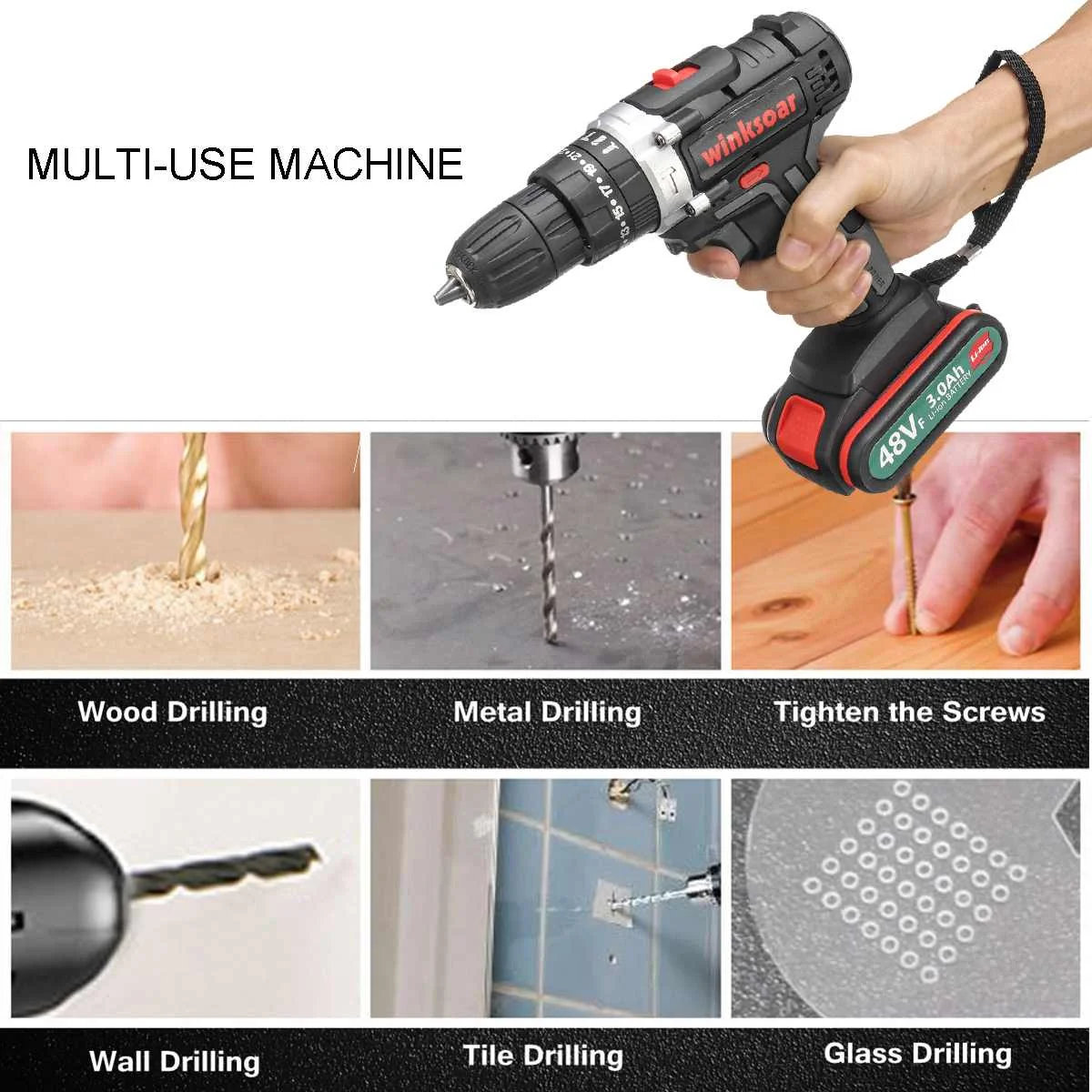 

48VF Two-speed Electric Screwdriver Impact Drill Three-in-oneBrushless Cordless Adjustable Torque Rechargeable Powers Tool