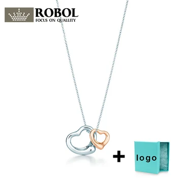 

XL TFB TTFF original 925 sterling silver classic gold and silver love double ring shape pendant fashion elegant necklace jewelry