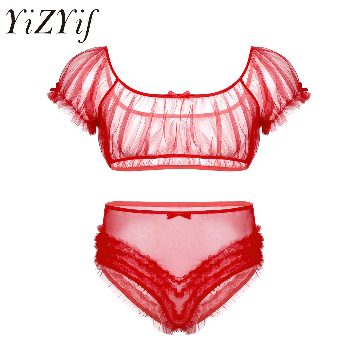 Мужские экзотические наборы Sissy прозрачное Прозрачное нижнее белье укороченный