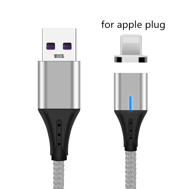 Магнитный кабель 5A Supercharge Micro usb type C, зарядный провод для huawei P30 P20 mate 20 Pro, линия быстрой зарядки для iPhone XS MAX - Цвет: Silver For iPhone