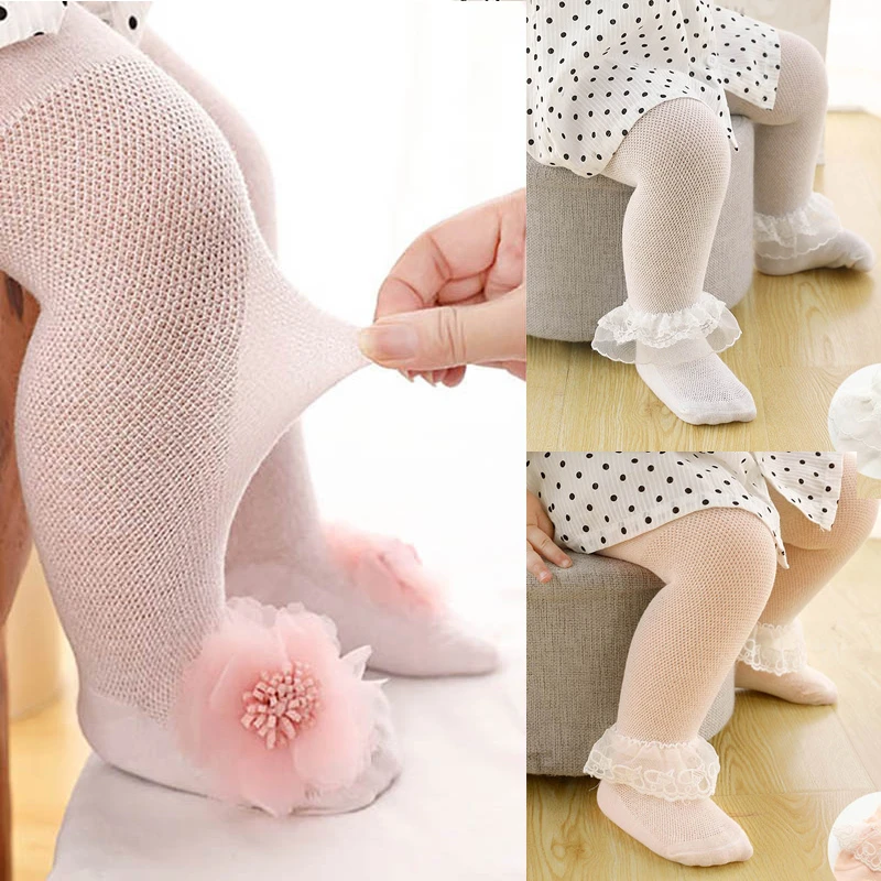 Medias lazos encaje para bebé y niña, medias de malla para recién nacido, pantis de princesa flores|Panties| - AliExpress