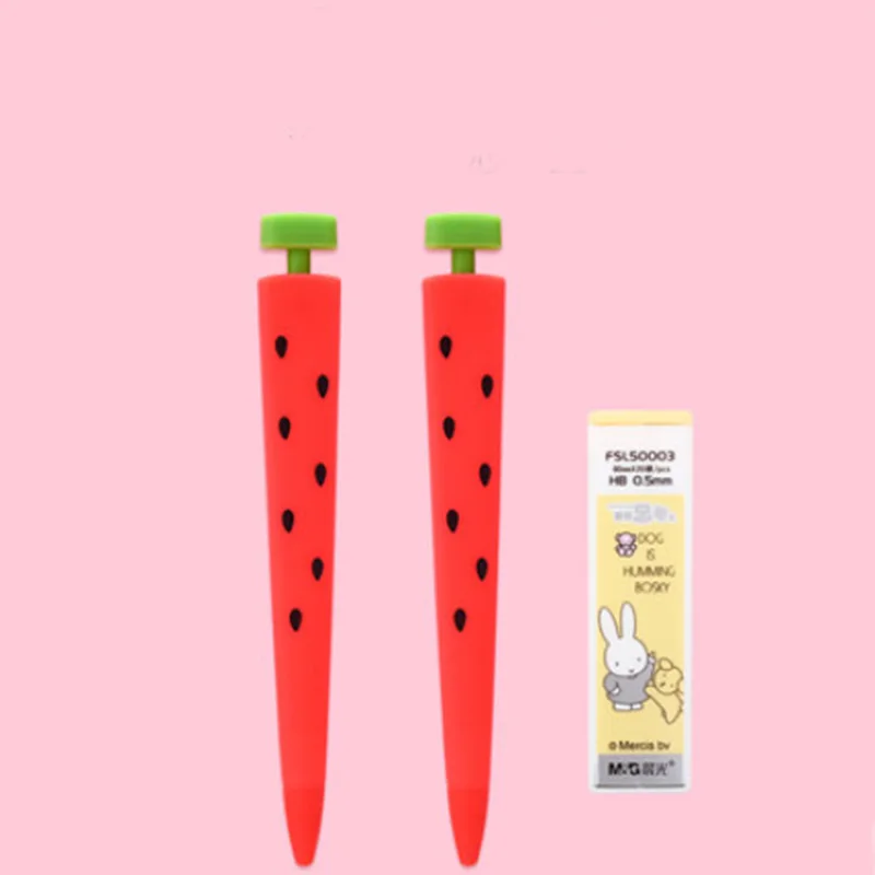 Автоматический карандаш для моркови, 0,5 мм, креативный, милый, очень милый, маленькая, свежая кукуруза, арбуз, мягкая силиконовая тележка для девочек - Цвет: 1