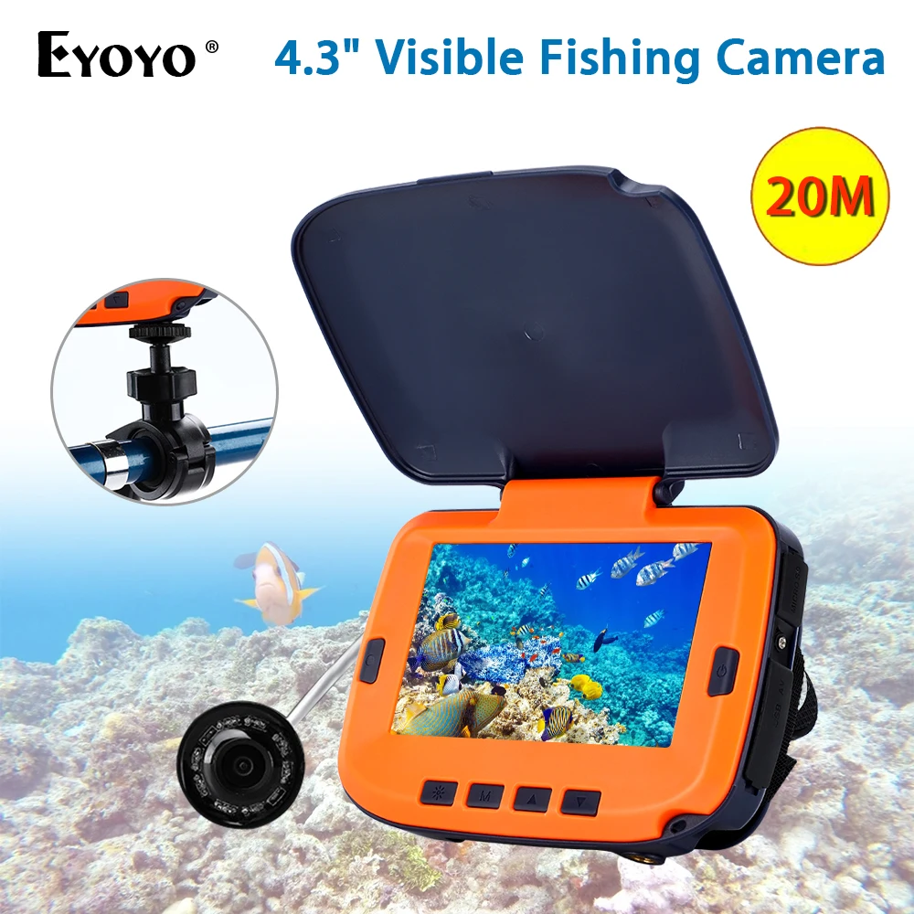 Eyoyo 7HCS 4.3 Inch 1000TVL Underwater Fish Finder Fishing Camera 8pcs  Infrared Lamp Camera Lights Off Function Ice Fishfinder