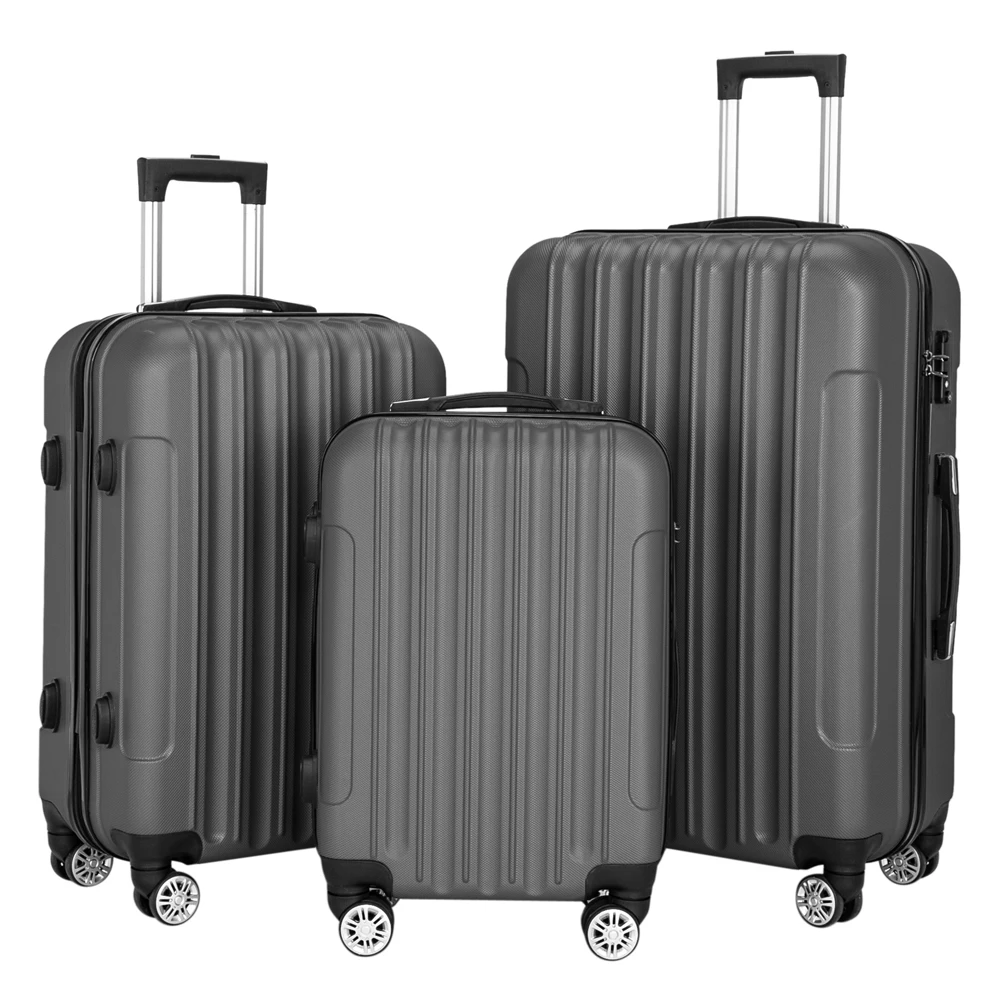 

3-in-1 Multifunctional Large Capacity Traveling Storage Suitcase Luggage Set Dark Gray Boxs with Zipper 20''24''28''