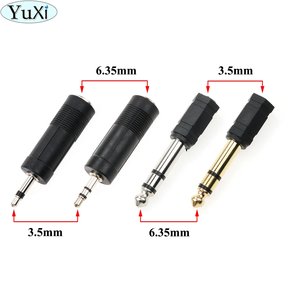 

YuXi 1pcs Jack 6.35 mono 3.5mm Audio Connector Adapter 6.35MM Mono Plug to 3.5 STEREO/ Dual MONO JACK Guitar Connector