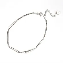 Модный прямоугольный Браслет из настоящего 925 пробы для женщин, офисный геометрический элегантный металлический браслет с цепочкой, хорошее ювелирное изделие