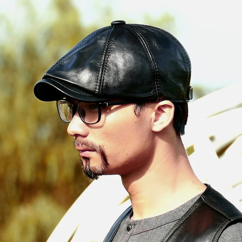 Men's Genuine Leather Warm Octagonal 
