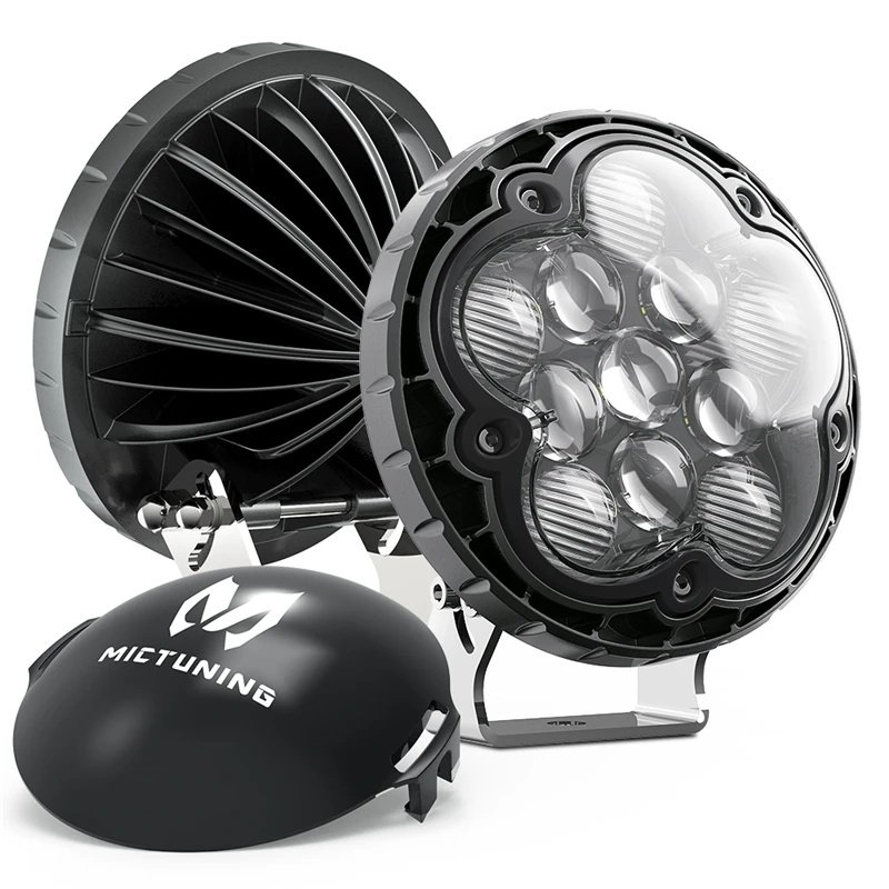 MICTUNING 2pcs 5.6 inch Round Led Work Light Bar Driving Combo Beam For 4x4 Offroad Truck Boat SUV ATV With External Light Cover