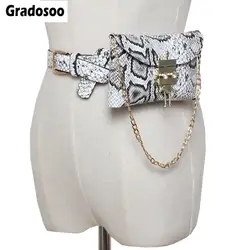 Gradosoo дизайн робота поясная сумка для Женщин змеиная поясная сумка из искусственной кожи поясная сумка 2019 цепочка, украшенная бриллиантами