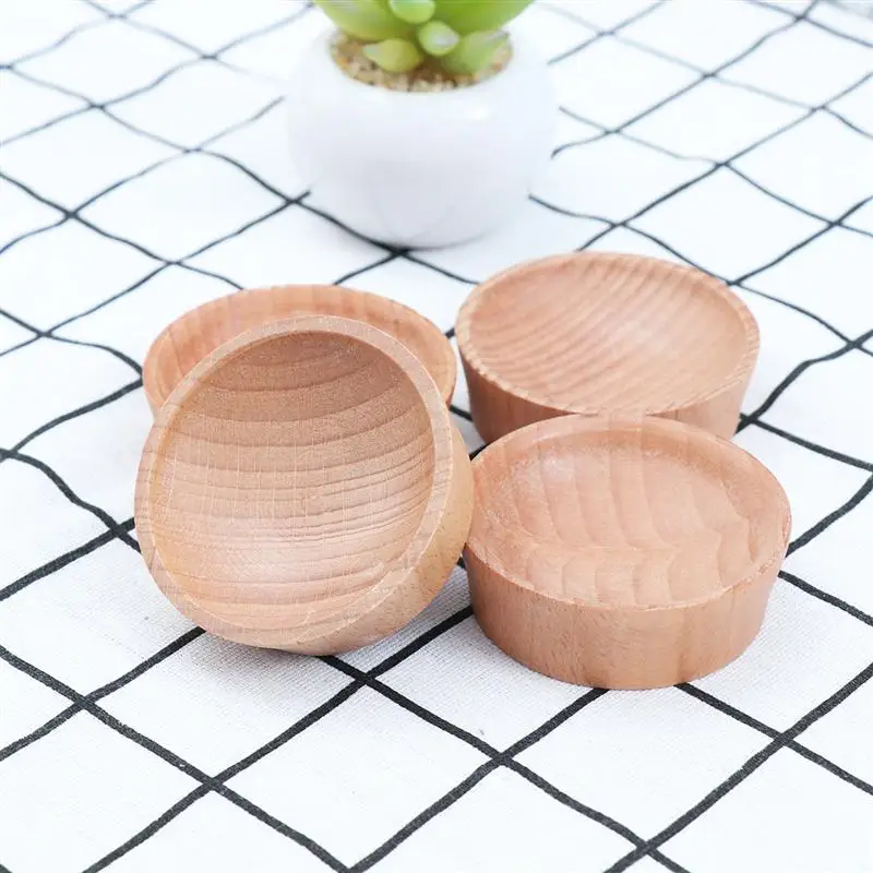 4PCS Dip Dish Solid Wood Vinegar Round Seasoning Dipping Plates Retro Flavour Log Mini Soy Sauce | Дом и сад