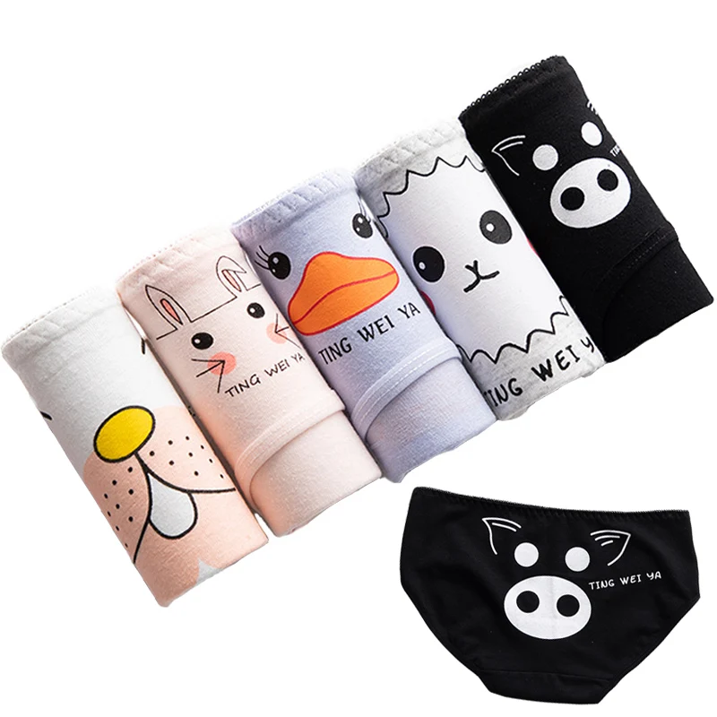 

5 Pcs/lot Panties Cotton Underwear Women's Cartoon Briefs Seamless Calcinhas Comfort Animal Underpant Girls Panty Sexy Lingeries