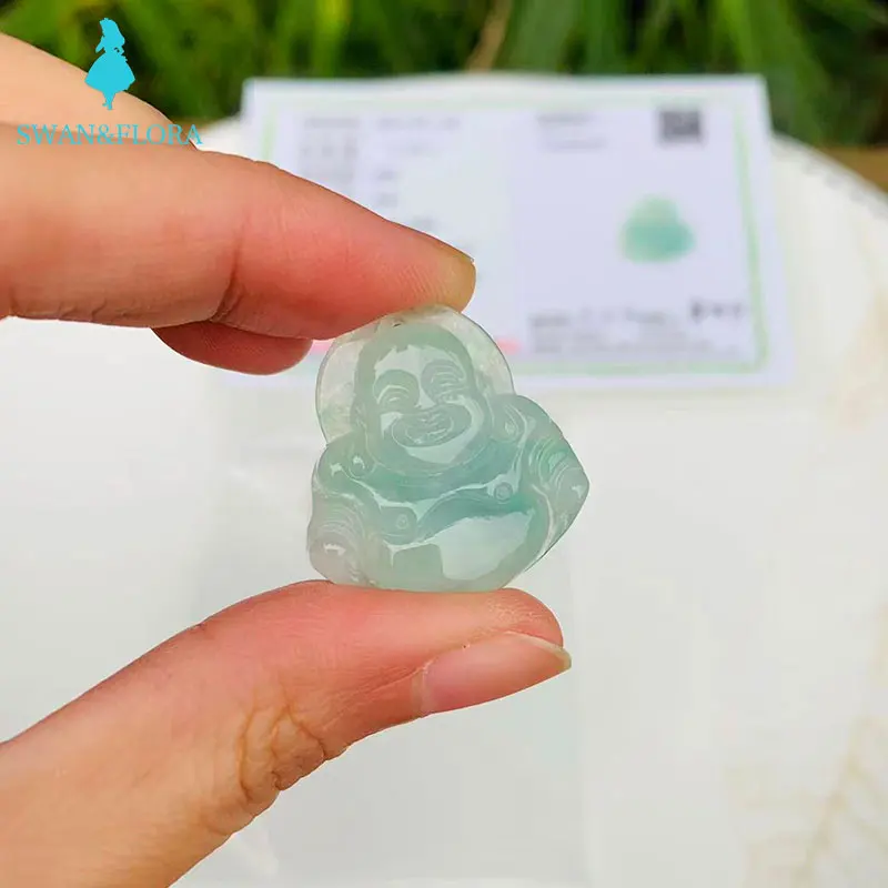 Mianmar natural jade milo buda colar pingente feminino jóias para crianças