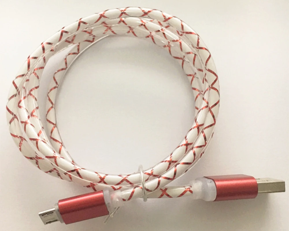 마이크로 USB 충전 데이터 동기화 케이블, 가시 LED 조명, 안드로이드 폰 범용 휴대폰용, 5 핀, 로트당 100 개