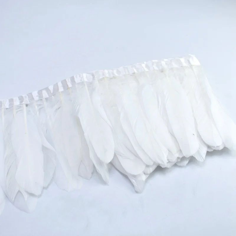 

10Meters White Goose Feathers Trimmings Fringe for Needlework Clothing DIY Natural Feather Crafts Home Party Wedding Decorative