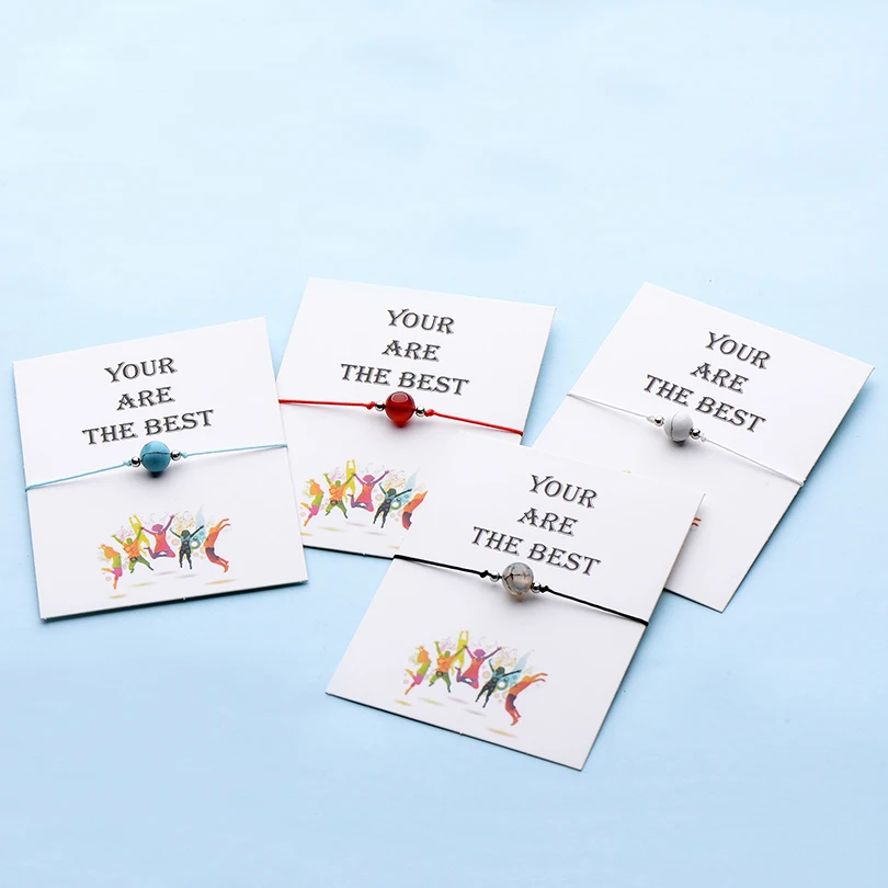 IYOE Wish Card вы лучшие очаровательные каменные бусины браслеты для женщин мужчин детей ручная плетеная Красная Нить Браслет Дружбы подарочный