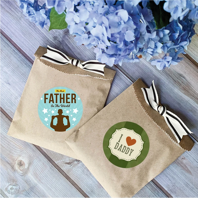 24/48pcs Father's Day Best Dad Ever Super DAD Stickers Party Gift Tag Labels Father's Day DIY Decoration Stickers Supplies