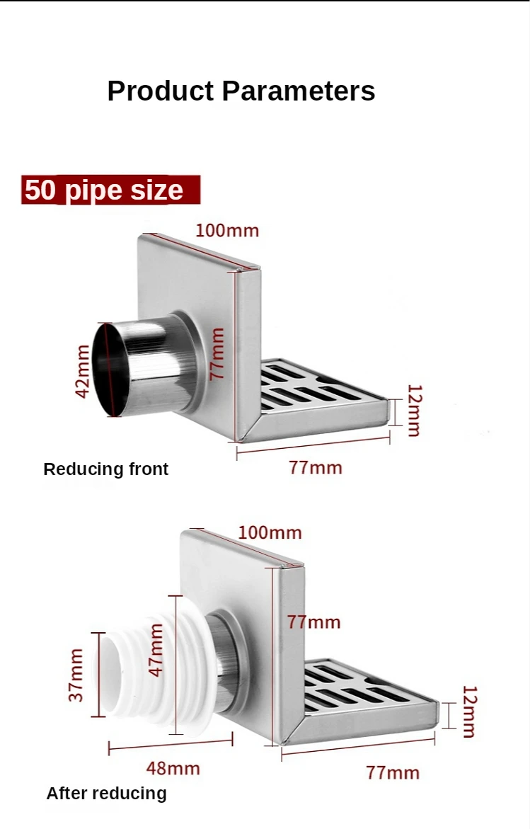 BONOOD Bathroom products Stainless Steel Sidedrain Wall Side
