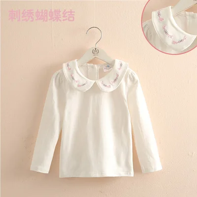 Детская футболка с отворотами г. Новая Осенняя корейская детская одежда для девочек Милая Детская рубашка с длинными рукавами tx-7617 - Цвет: 10