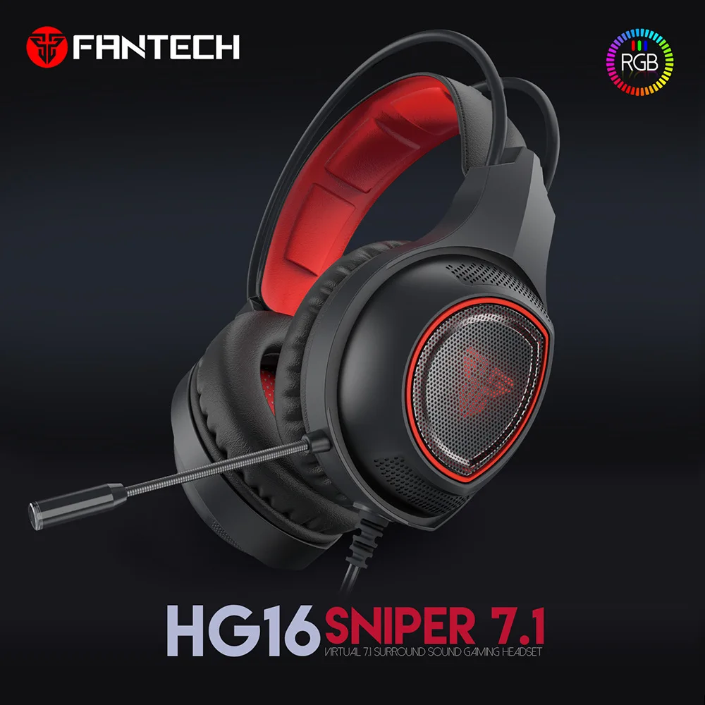 FANTECH HG16 компьютерные Стерео Игровые наушники лучший шлем глубокий бас Игровые наушники с микрофоном светодиодный светильник для PC Gamer