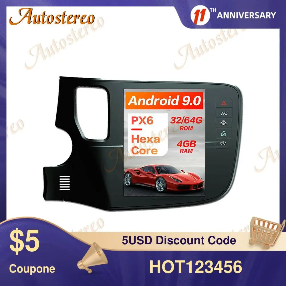 

Android 9.0 6Core 4GB Car GPS Navigation For Mitsubishi OUTLANDER 2014-2019 Head Unit Multimedia Player Auto Radio Tape Recorder