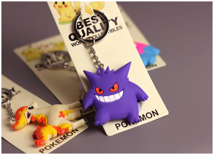 he man toys Pokemon Anime Marowak Abra Gengar Ponyta Porygon Alloy Silicone Keychain Accessories Pendant Bag Key Ring Pendant Birthday Gifts hot toys star wars