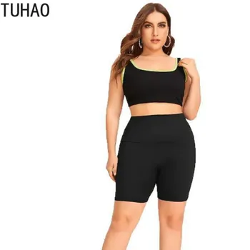 

TUHAO Women's shorts black casual fit Women High Waist streetwear women mother bandage shorts female clothing plus size 4XL WM11