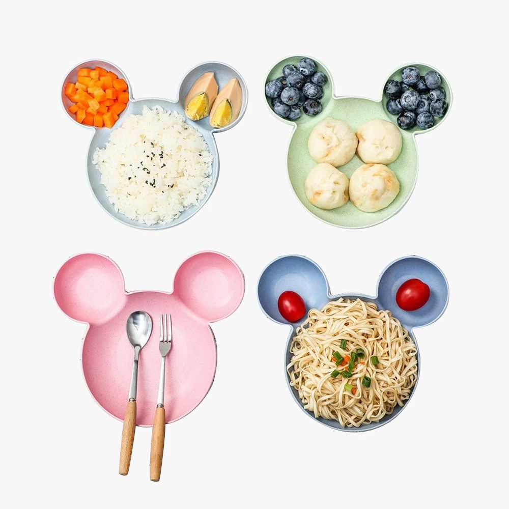 

Kids Plates Divided Children Plate Cute Tableware Household Breakfast Dinner Plate Baby Plate Creative Dinnerware Children Bowl