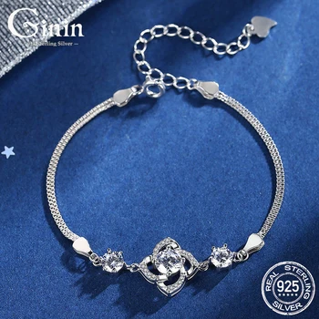 

GININ Real 925 Sterling Silver Fine Dazzling Zircon Charm Bracelet For Woman Luxury Temperament Wedding Party Gift Fine Jewelry