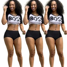Casual Letter Print Short Set