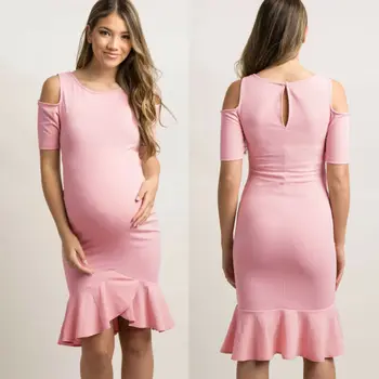 

Falbala Pregnant Women Pregnant Mom Dress Women's Maternity Short Sleeve Casual Short Soft Slim Dresses