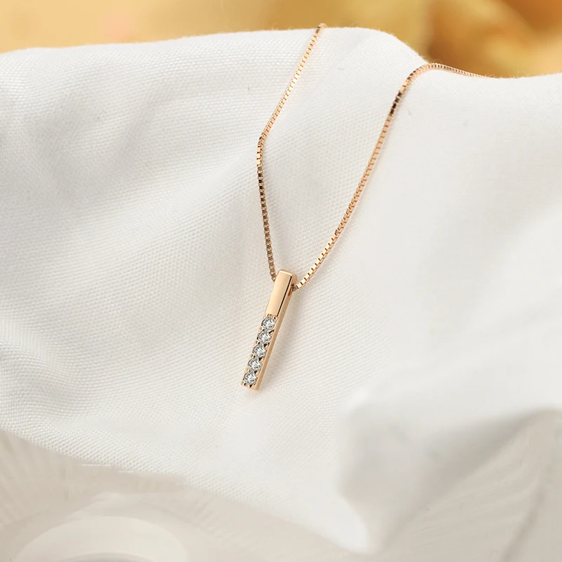 925 Sterling Silver Zircon Rhinestone Strip Shape Pendant Necklaces For Women