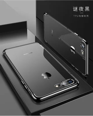 Цветной прозрачный противоударный чехол для телефона iPhone 11, 11Pro, X, XS, XR, XS, Max, 8, 7, 6, 6S Plus, Мягкий защитный чехол из ТПУ - Цвет: Черный
