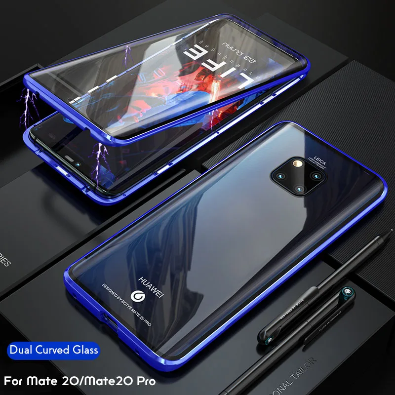 Blue Градиентный Магнитный адсорбционный чехол для huawei P30Pro P30 Чехол двусторонний чехол из закаленного стекла полный чехол для huawei mate 20 Pro Coque - Цвет: Blue
