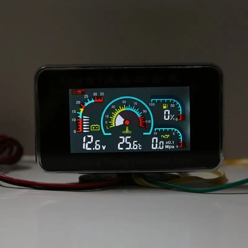 Car 12//24V LCD Digital Engine Oil Pressure Meter Monitor+Voltmeter Voltage Gauge