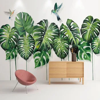 

3D Wallpaper Modern Simple Tropical Plants Murals Living Room Bedroom Nordic Style Home Decor Background Wall Papel De Parede 3D