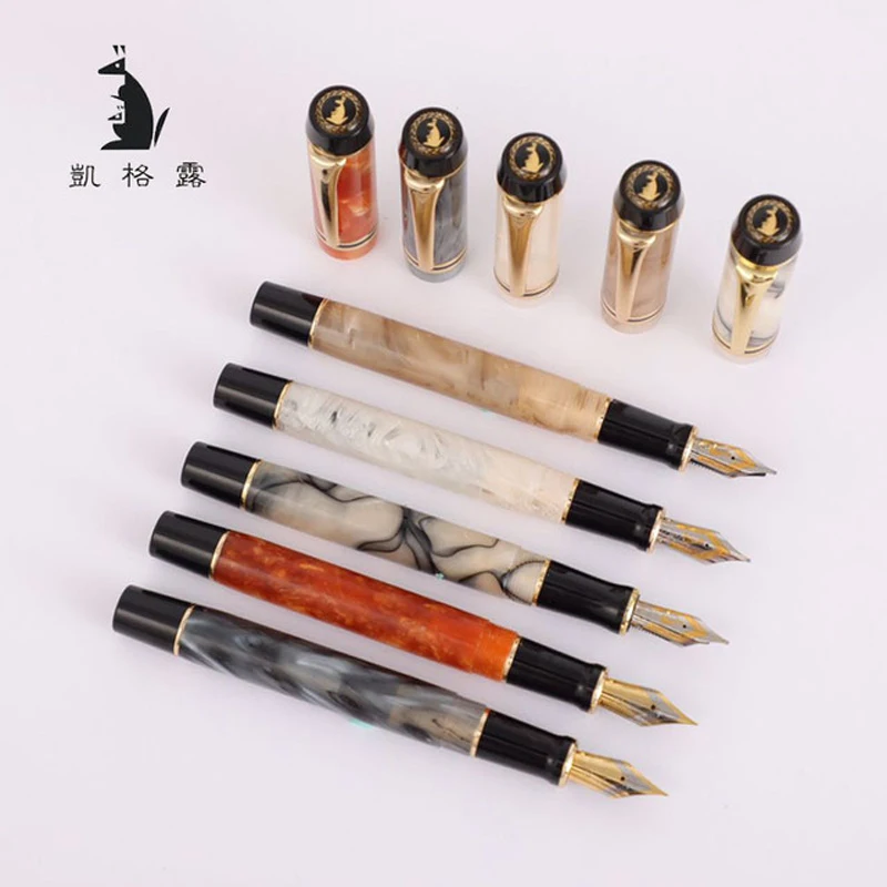 Kaigelu 316 Noble Marble Celluloid Fountain Pen, 22KGP Medium Nib Multicolor For Choice Phantom Pattern Gift Pens kaigelu 316 336 marble celluloid fountain pen 22kgp medium nib beautiful phantom black white blue borwn pattern gift pen