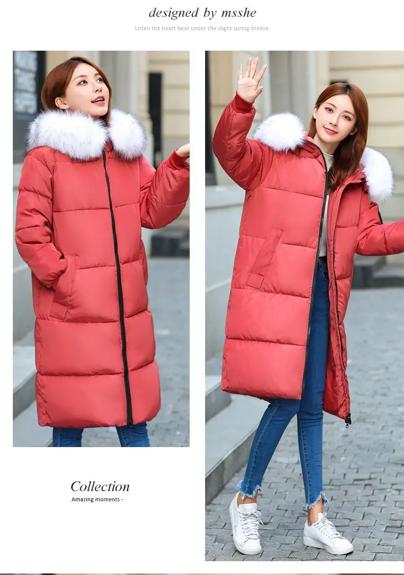 Women Loose Plus size 7XL Winter Female Jackets New Hooded Women's down jacket Fake hair collar Winter coat Female Parkas