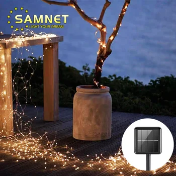 

LED Solar Energy Garland Vines Falls Lights Outdoors Lantern String Lights For Wedding Christmas Tree Decoration As Solar Lamps