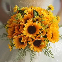 Желтый подсолнух имитация невесты с цветами на открытом воздухе лес солнце цветок фото Свадьба песок пляж