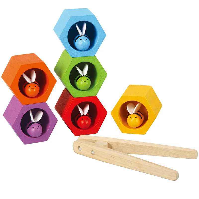 Online Candywood Clip abeja panal juego niños juguetes de madera juguetes educativos para niños