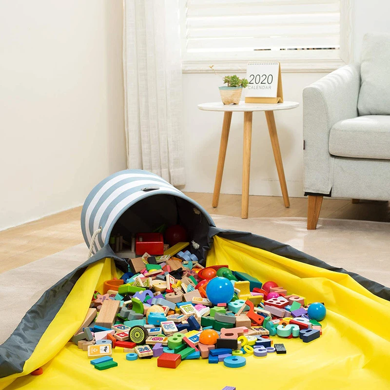 

Slide Away Building Blocks Toy Clean-up Storage Bag Play Mat Foldable Storage Portable Storage Baskets For Kid Toy Organizer