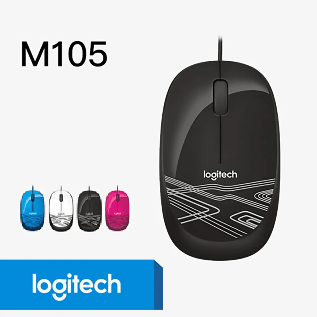 Logitech M105 мини Портативный USB Проводная клавиатура для офиса Мышь 1000 Точек на дюйм оптический мыши игровая мышь для геймера ноутбук компьютер ПК