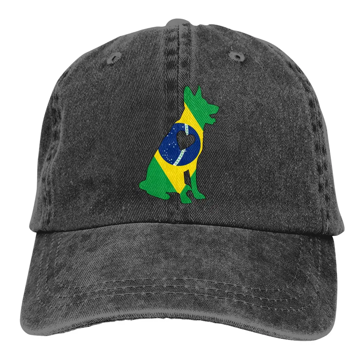 Бразильский флаг немецкая овчарка сердце для мужчин и женщин регулируемые бейсбольные кепки деним Jeanet Trucker шляпа