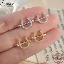 925 prata esterlina 14k banhado a ouro ferradura brincos femininos simples versátil temperamento u shaped pequenos brincos de ouvido jóias