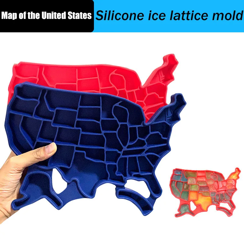 Silicone Ice Cube Tray Gelatin Mold USA Map True Zoo Barware