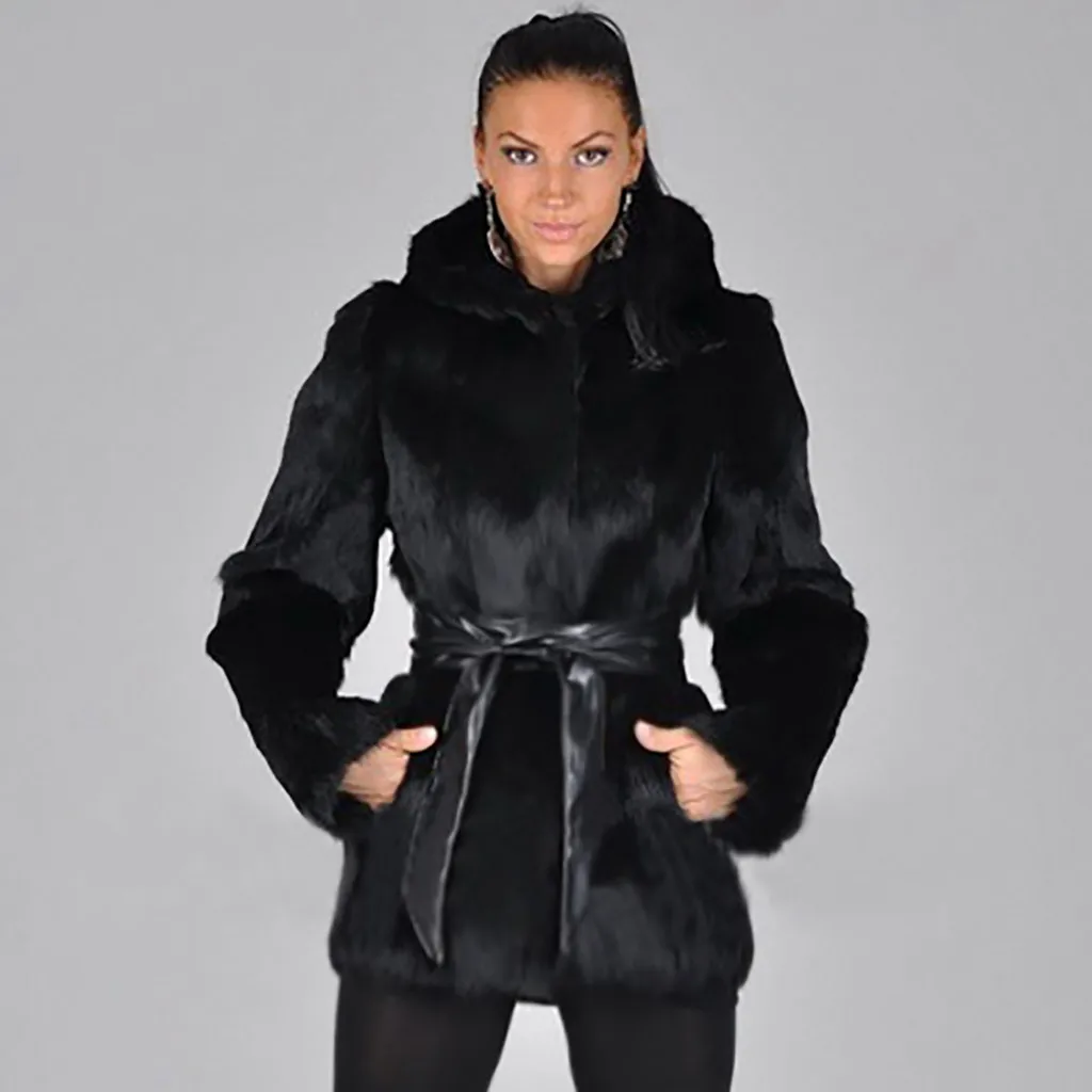 ropa mujer куртки женские теплые из искусственного шубы из меха осень-зима с v-образным вырезом однотонная длинная Повседневная Верхняя одежда для женщин
