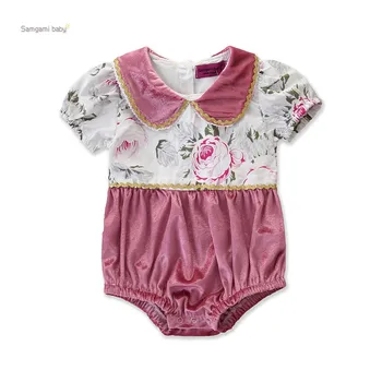 

2020 baby children's clothing baby open file jumpsuit summer girl cute doll collar rose robe