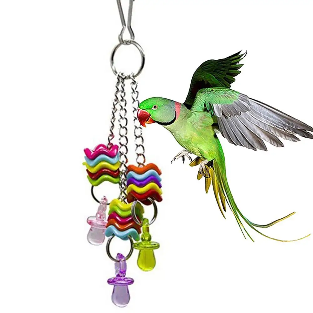 Colgante de Color para mascota, pájaro, loro, pezón, columpio, jaula colgante, juguete para morder, decoración para exteriores
